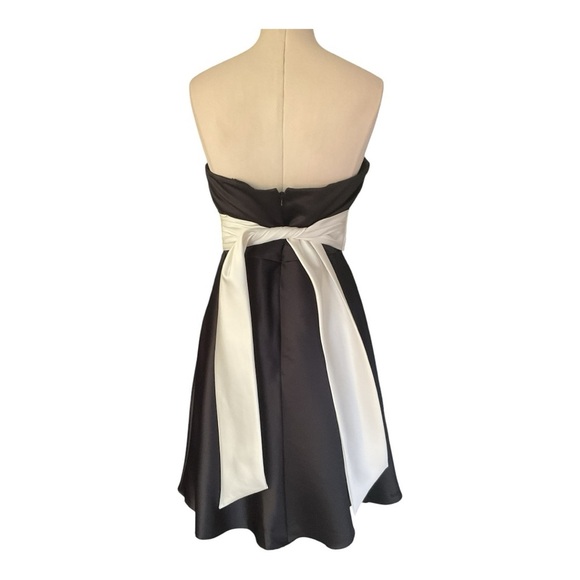 Bill Levkoff Bridemaids Dress Satin Brown NEW Black White 8 - Picture 2 of 6